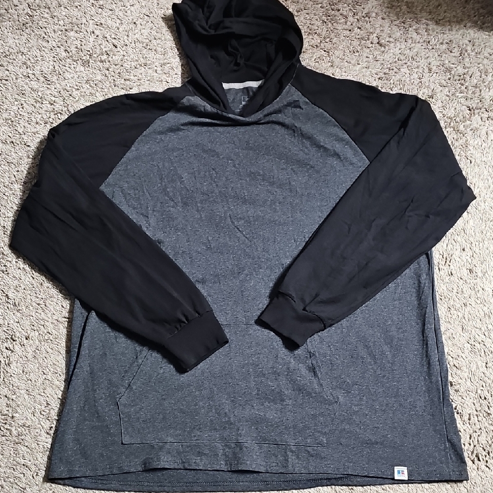 Men's Black and Gray Hooded Shirt